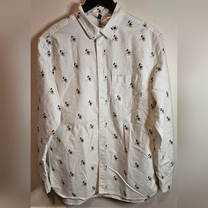 H&M Disney Collab White Shirt with Mickey Mouse Print Mens Medium